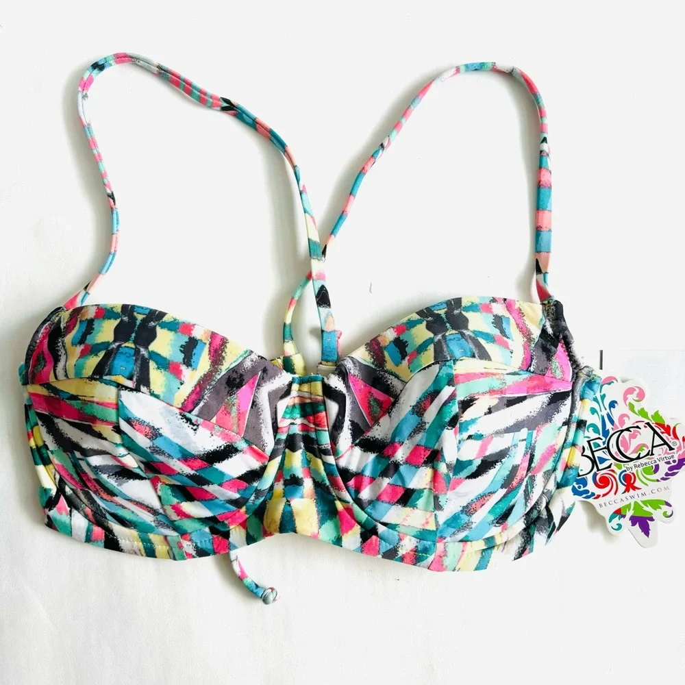 BECCA By Rebecca Virtue Paisley 2 Piece Bikini Top Bottom Set Yellow Size Small